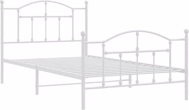 Berkfield Home Metal Bed Frame with Headboard and Footboard in White, W/D/H: 100 x 200 cm – 1