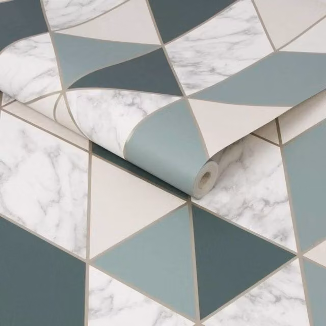 Havendro Green Geometric Abstract Marble Wallpaper Roll