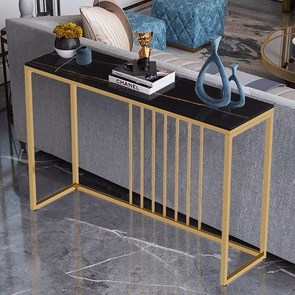 ERGOVEXA Minimalist Narrow Slim Console Table and Side Table Display Shelf in Black and Multicolour – 3