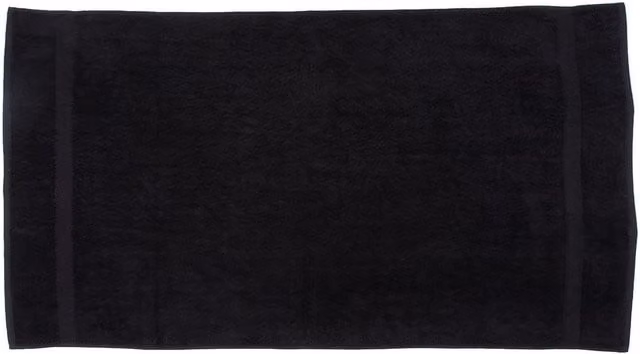 Towel City Luxury Black Cotton Terry Bath Towel with Border and Hanging Loop