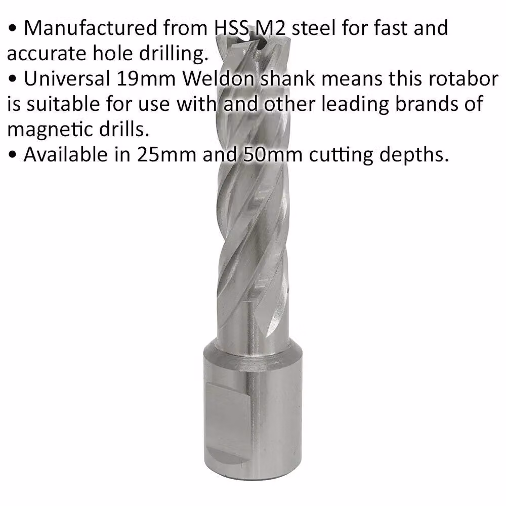 Loops M2 Steel Annular Metal Core Drill Rotabor Cutter, Silver, Depth: 50 mm, Diameter: 15 mm – 2