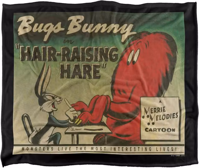Warner Bros. Looney Tunes Bugs Bunny Hairraising Hare Super Soft Silky Touch Polyester Throw, Multicolour, Large