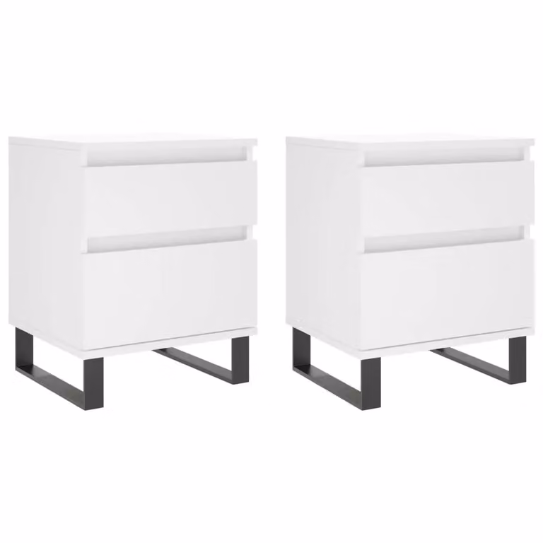 Berkfield Home Set of 2 Modern White Bedside Cabinets, W/D/H: 40 x 35 x 50 cm
