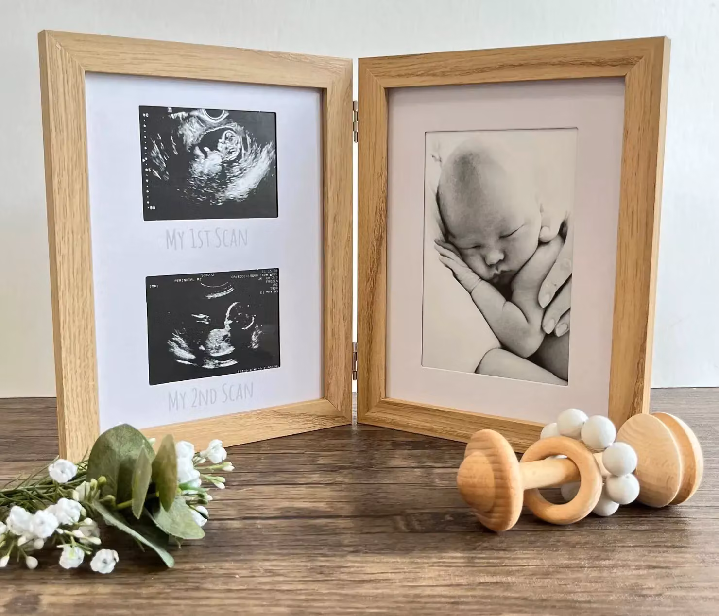 Marco Paul Newborn and Baby Scan Photo Frames in Natural Wood Beige and Brown – 2