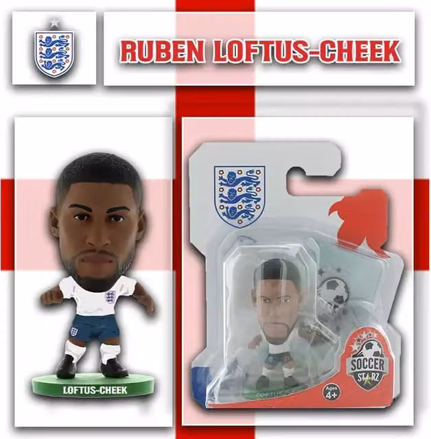 SoccerStarz Ruben Loftus-Cheek England 2022 Version Mini Figure, White/Multicolour, Height: 5 cm