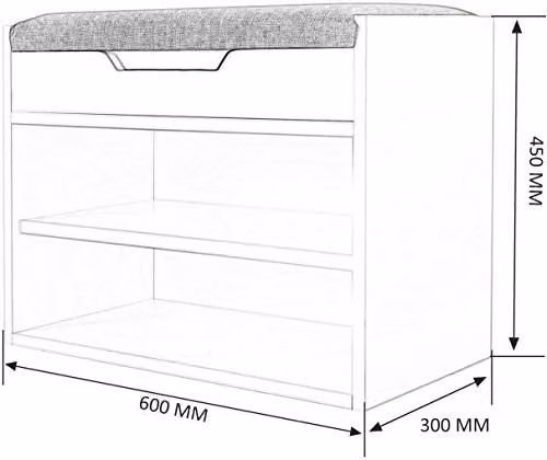 Gr8 Home Wooden Shoe Storage Rack Ottoman Bench with Grey Fabric Padded Seat, W/D/H: 120 x 40 x 40 cm – 2