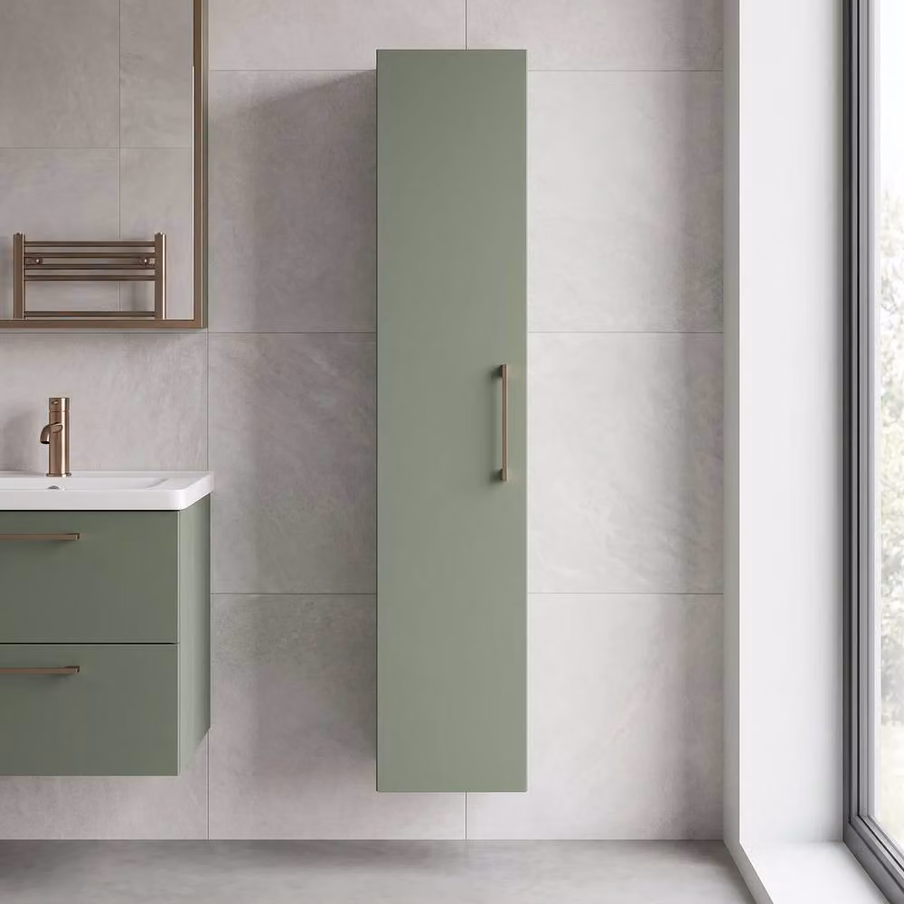 Balterley Bramshall 1 Soft Close Door Tall Storage Unit in Satin Green, W: 30 cm – 2