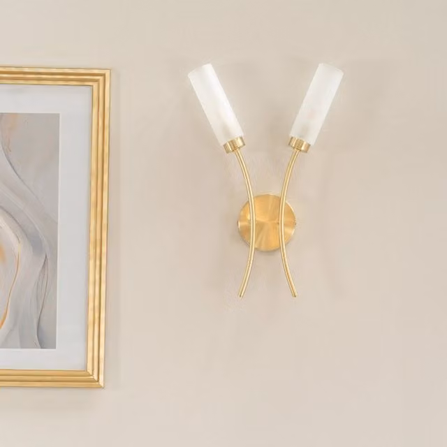 ValueLights Maya 2 Way Curved Up and Down Wall Light Fitting in Gold/Brass