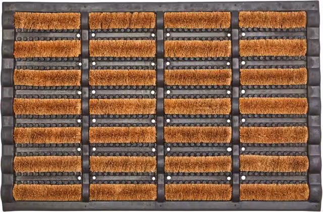 Orsina Filta Coir Brush Scraper Doormat in Brown and Grey
