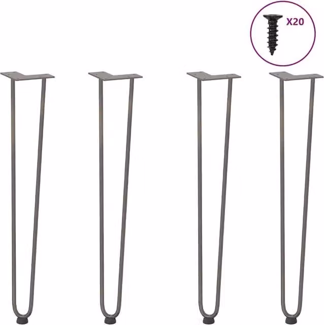 Berkfield Home Hairpin Table Legs, 4 Pieces, Brown Stainless Steel, Height: 72 cm