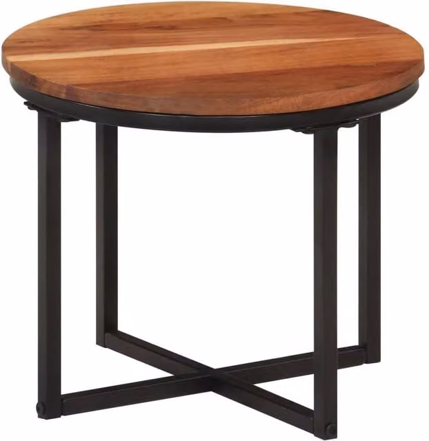 Berkfield Home Brown Acacia Wood and Iron Industrial Coffee Table W/D/H: 35 x 35 x 30 cm – 1