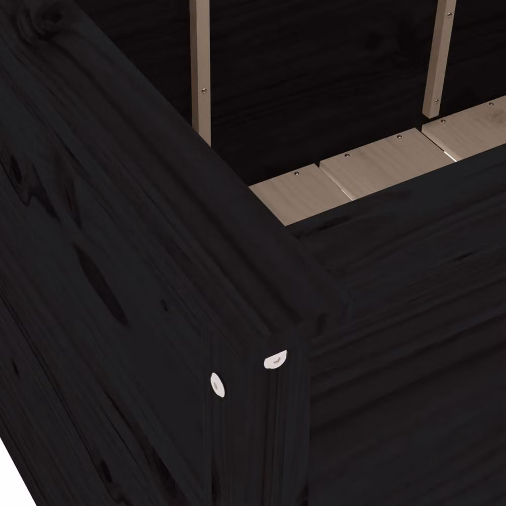 Berkfield Home Garden Black Solid Wood Pine Raised Bed W: 119.5 cm, D: 82.5 cm, H: 78 cm – 4