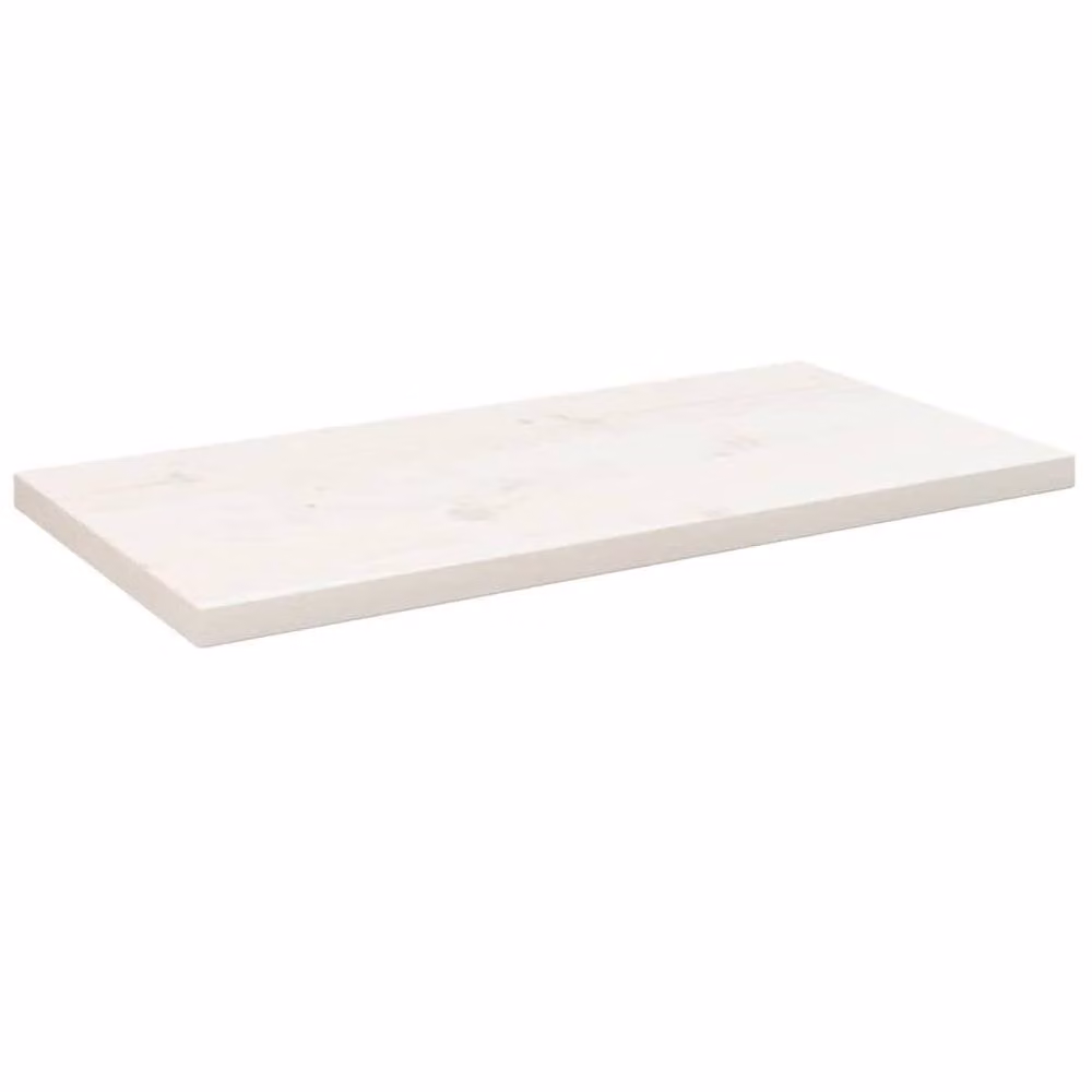 Berkfield Home White Lacquered Solid Pine Rectangular Table Top, W: 80 cm, D: 40 cm, H: 2.5 cm