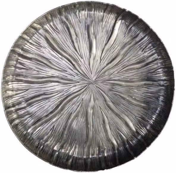 KDMD Antique Silver Eros Lily Round Metal Plate, Diameter: 34 cm – 1