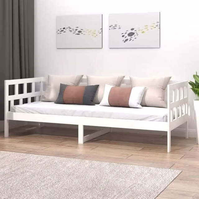 Berkfield Home White Solid Wood Pine Day Bed W/D/H: 200 x 90 x 1 cm