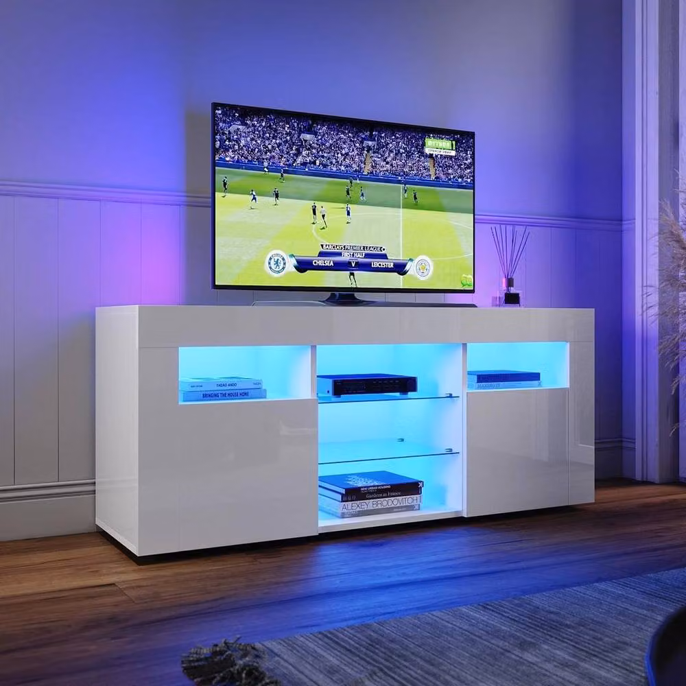 FLAVORA High Gloss TV Stand White W/D/H: 120 x 50 x 35 cm – 2