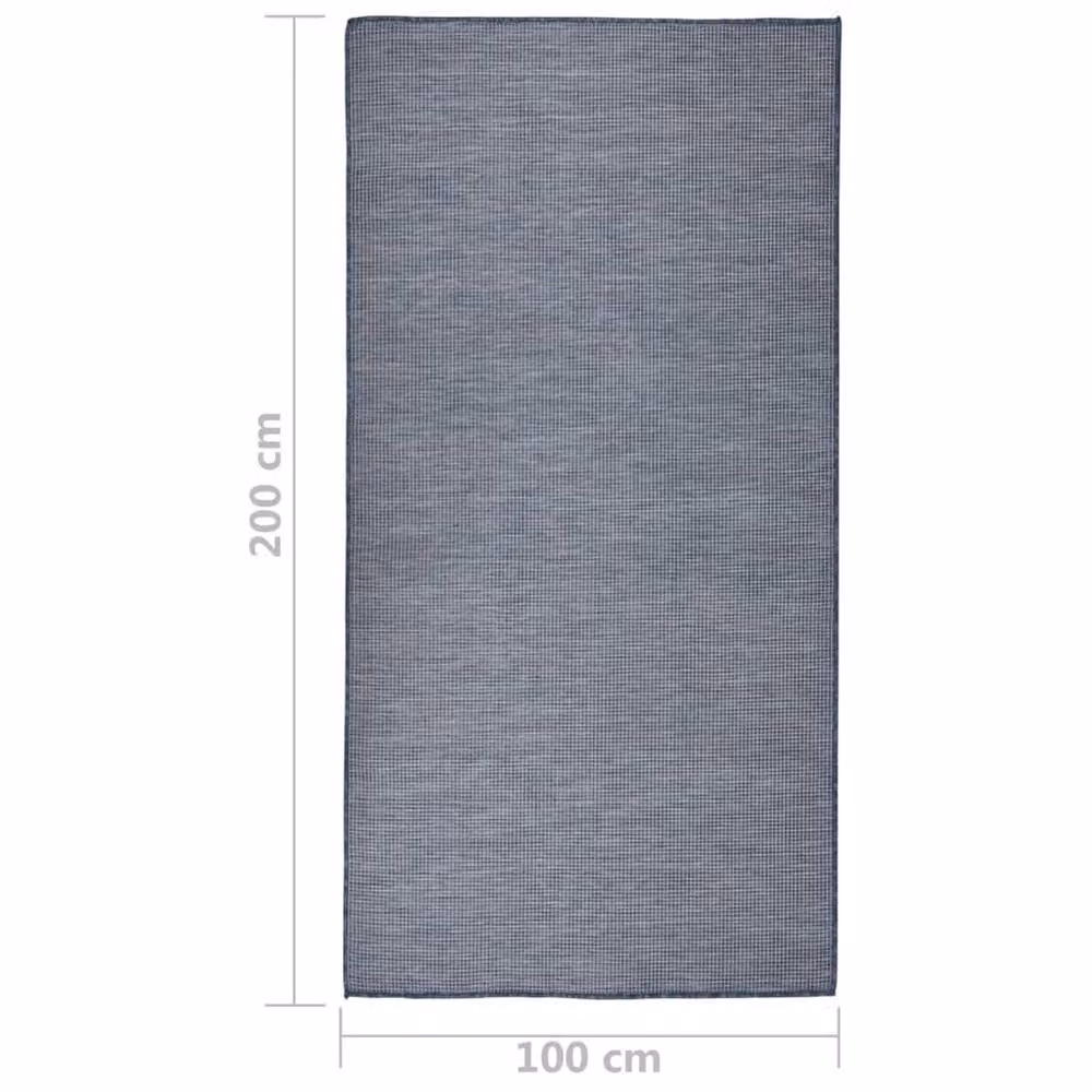 Berkfield Home Blue Outdoor Flatweave Round Rug, W: 100 cm x D: 100 cm – 3