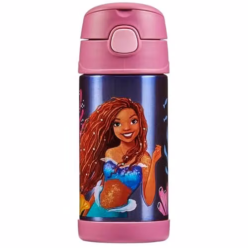Thermos Disney The Little Mermaid Kids Vacuum Insulated Stainless Steel Drinks Bottle with Straw, 355ml, Multicolour – 1