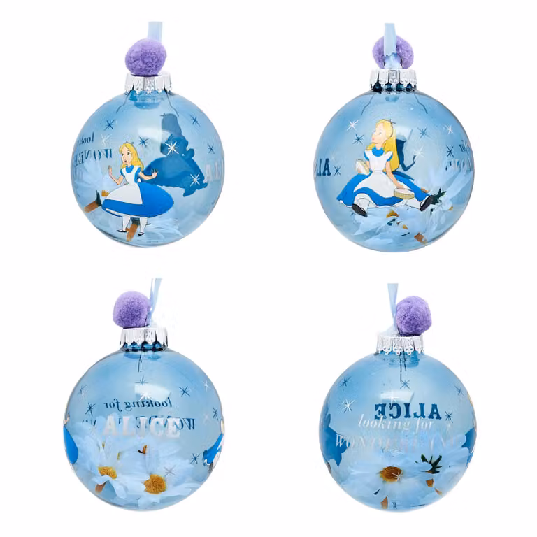 Disney Alice In Wonderland Set of 7 Multicolour Animal Christmas Baubles