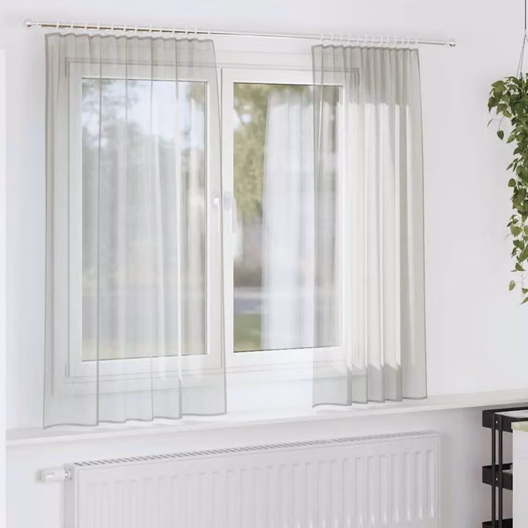 Berkfield Home Voile Curtains, 2 Pack, Light Grey, Rod Pocket, W: 140 cm