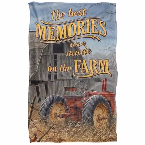 JQ Licensing On The Farm Tractor Silky Touch Super Soft Fleece Throw Blanket, Multicolour, W: 91 cm, D: 147 cm