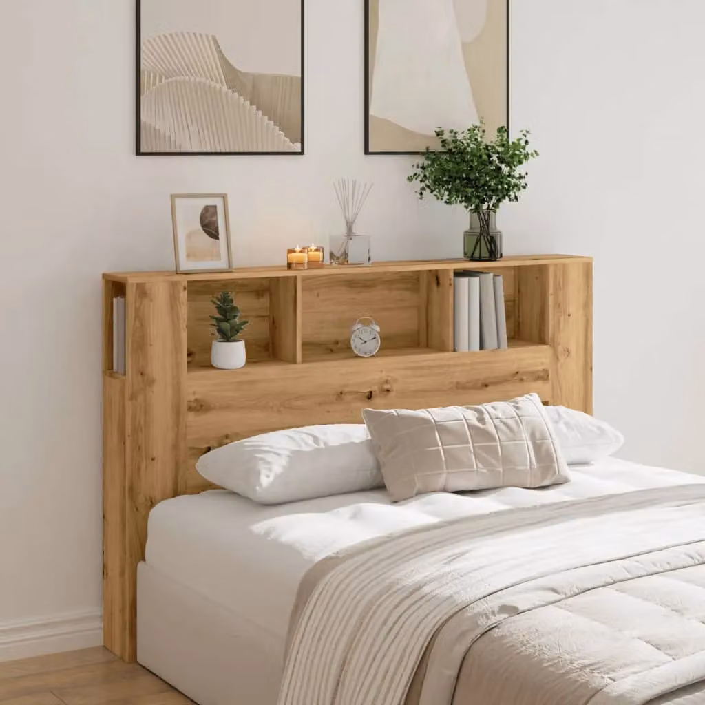 Berkfield Home Artisan Oak Headboard Cabinet in Brown, W/D/H: 160 x 18.5 x 103.5 cm – 3