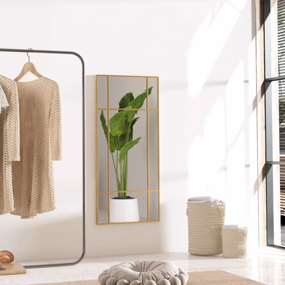 STILVORA Modern Rectangular Wall Mirror with Gold Metal Frame, Width: 110 cm – 2