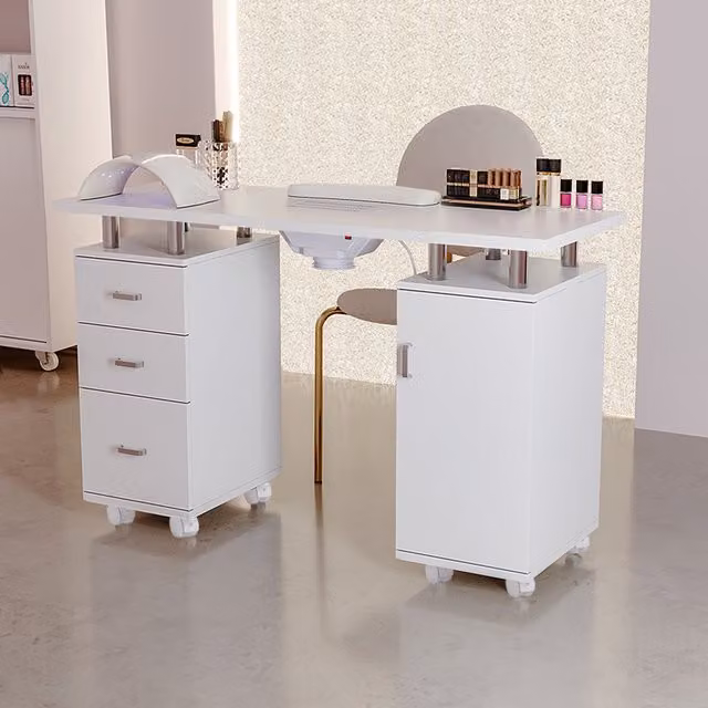 Livingandhome Professional Manicure Table with Dust Collector in White