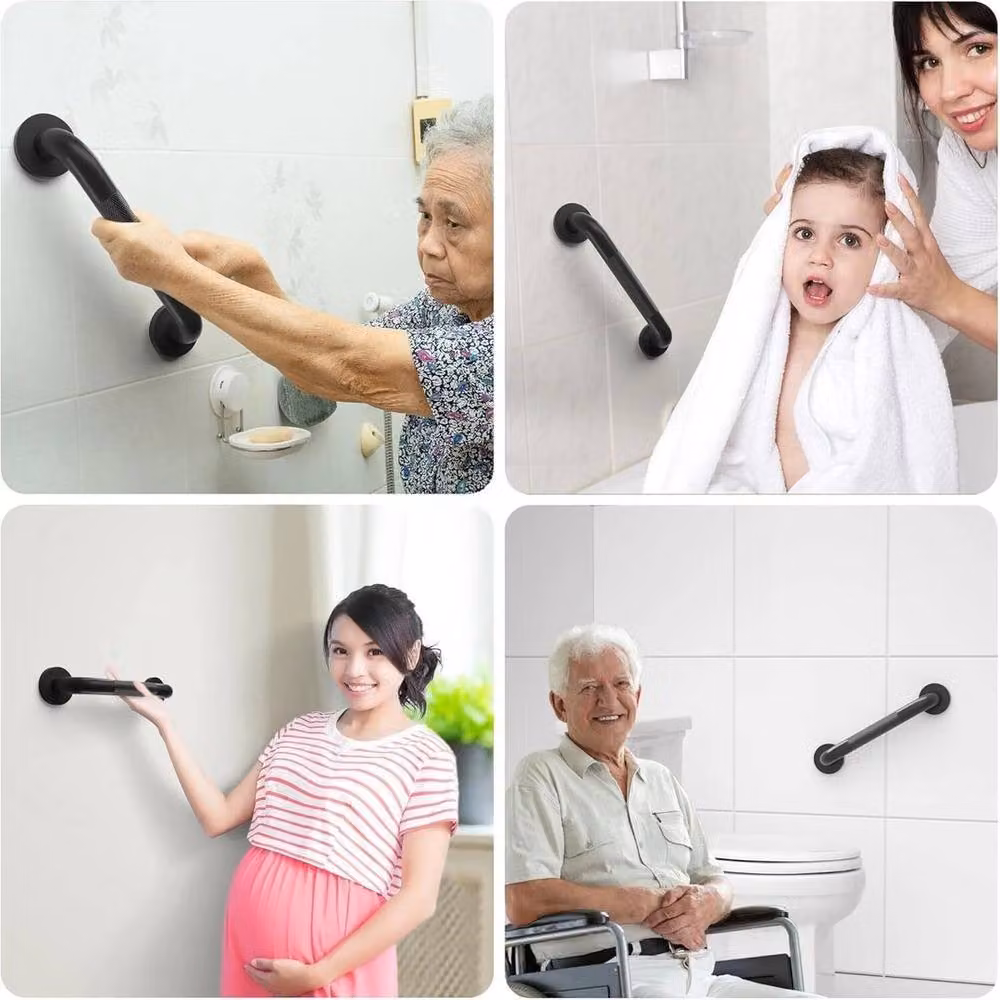 PAWNORA Anti Slip Shower and Toilet Hand Rail, Black, 2 Pack – 4
