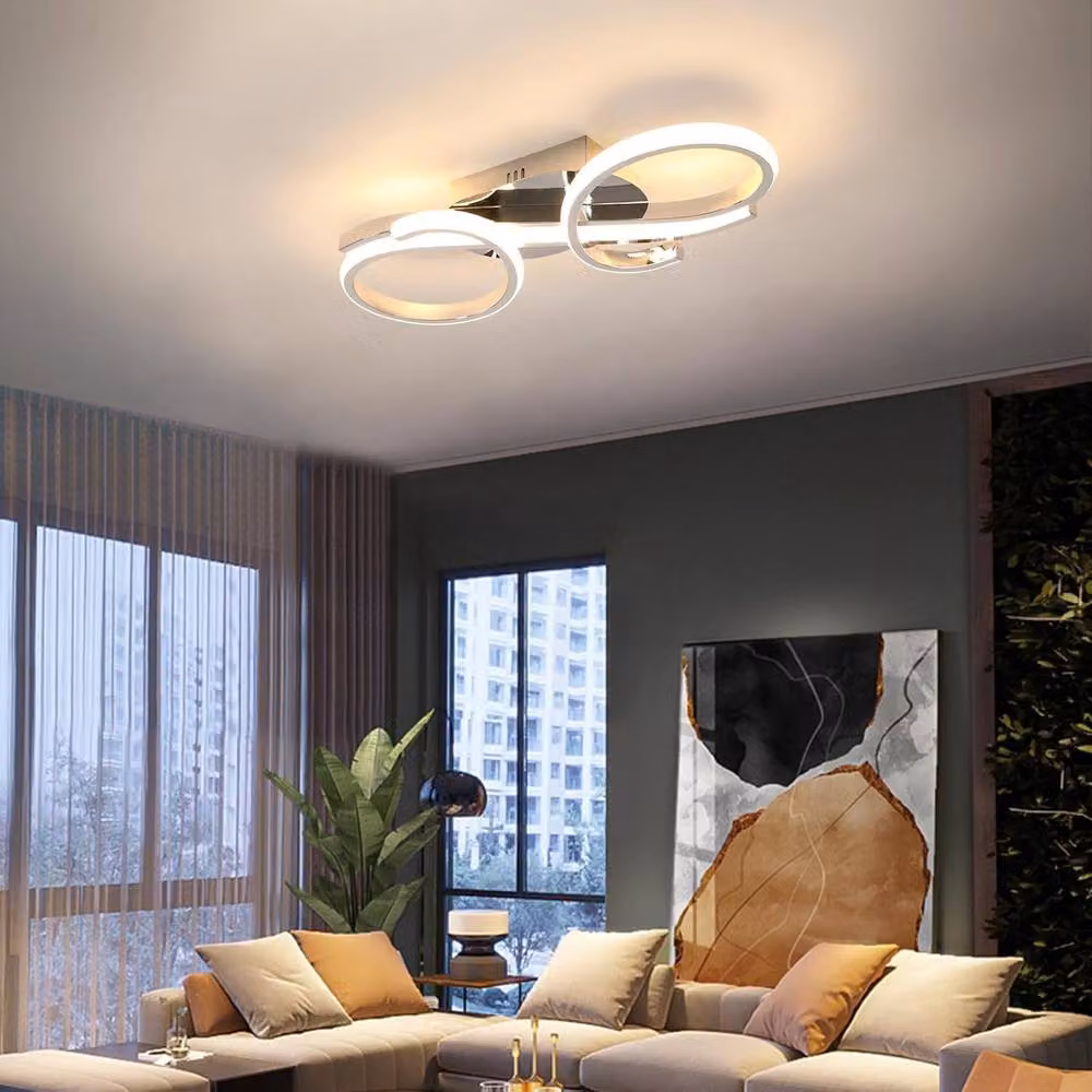 Goeco Modern LED Ceiling Light in Silver, 36 W, Warm White 3000 K – 2
