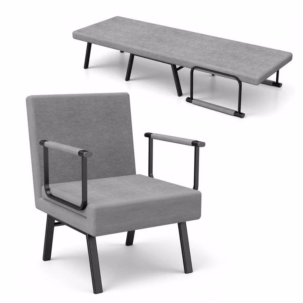 SPETLEK 1 Seater Folding Fabric Sofa Bed in Grey – 2