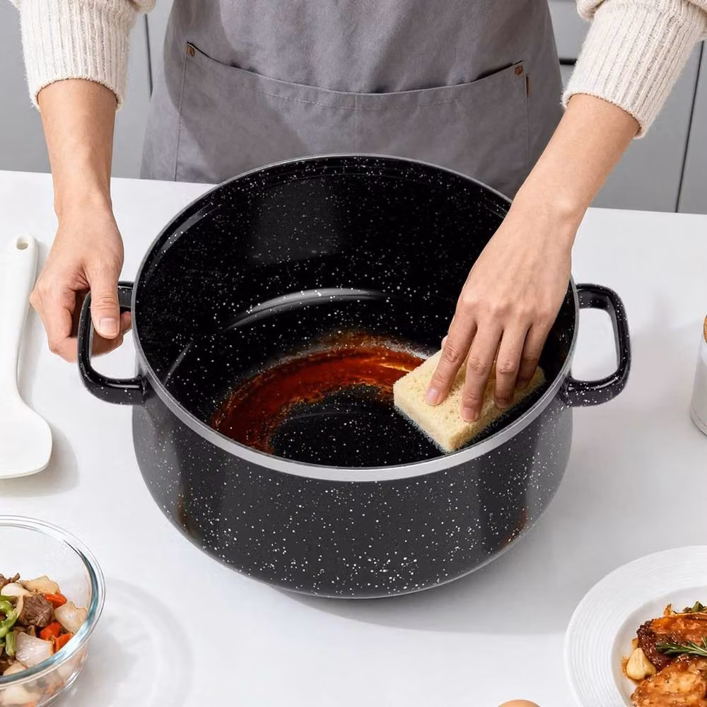 PAWNORA 5-Piece Black Enamel Cookware Set Compatible with Gas and Induction Stoves – 5