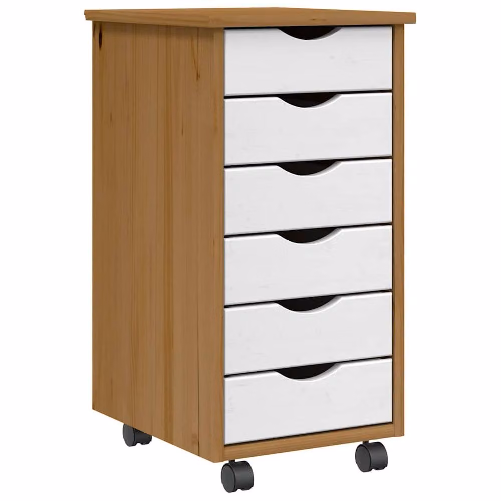 Berkfield Home Moss Rolling Cabinet with Drawers in Honey Brown Solid Pine Wood – 2