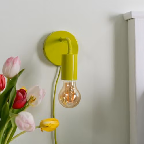ValueLights Plug in Colour Pop Lime Green Metal Wall Light with LED Bulb Included – 2