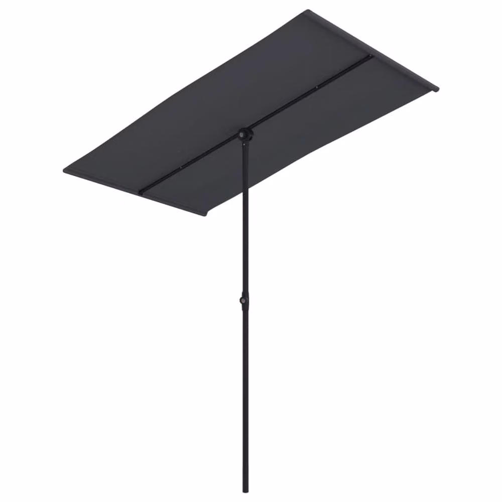 Berkfield Home Outdoor Parasol with Aluminium Pole and Polyester Canopy, Black, W: 180 cm, D: 110 cm – 2