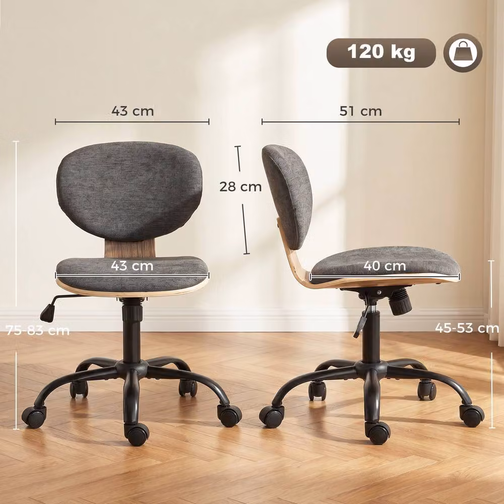 STILVORA Grey Fabric Office Task Chair with 360 Degree Swivel and Rocking Function – 3