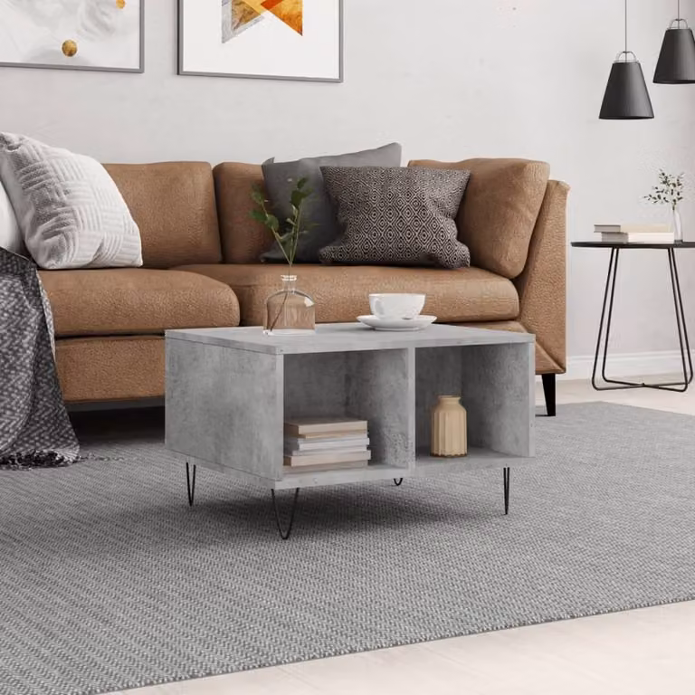 Berkfield Home Modern Rectangular Coffee Table in Concrete Grey, W: 60 cm, D: 50 cm, H: 36.5 cm
