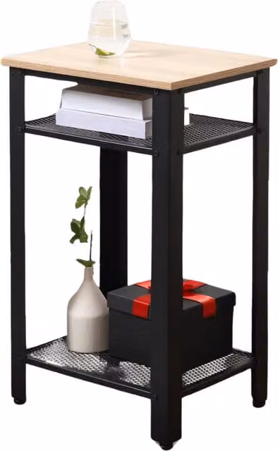 Pirlo Plush Modern Square Side Table with Metal Legs in Brown and Black