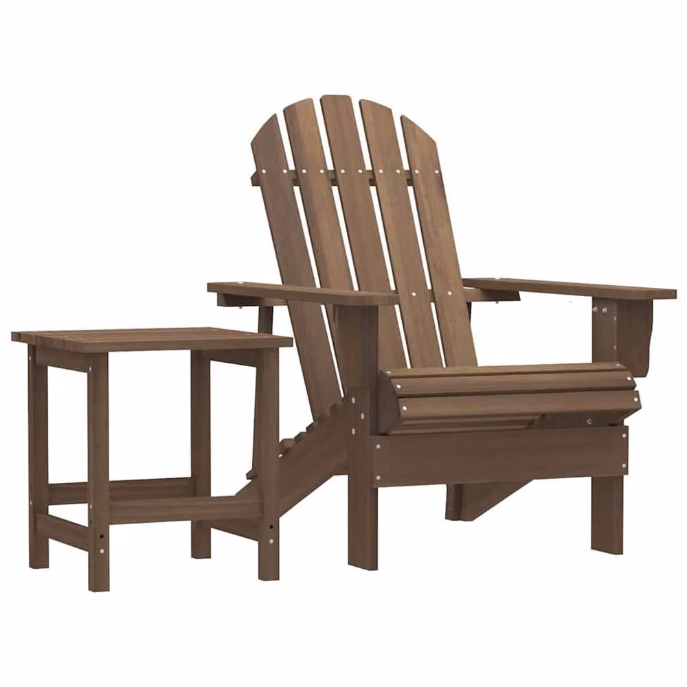 Berkfield Home Garden Adirondack Chair with Table in Brown Solid Fir Wood – 2