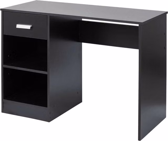 EONLION Black Wooden 1-Drawer Computer Desk and Dressing Table