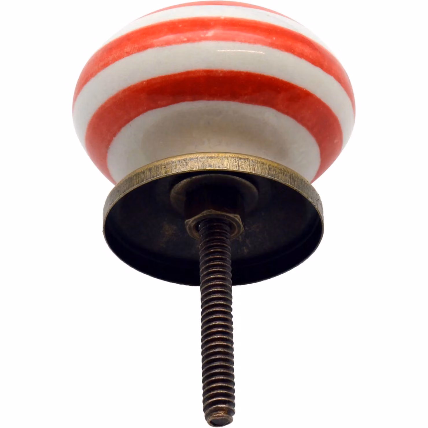 Nicola Spring Red Striped Ceramic Round Cabinet Knob – 4
