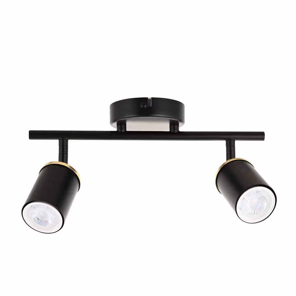 First Choice Lighting Larbert Set of 2 Black and Gold Adjustable LED Spotlight Fittings – 2