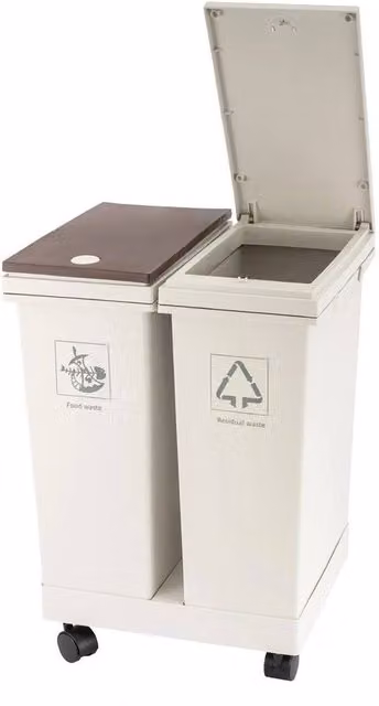 Kelvenix 40L Double Compartment Touch Recycling Bin in White – 1