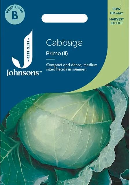Johnsons Seeds Cabbage Primo II Green Vegetable Seeds