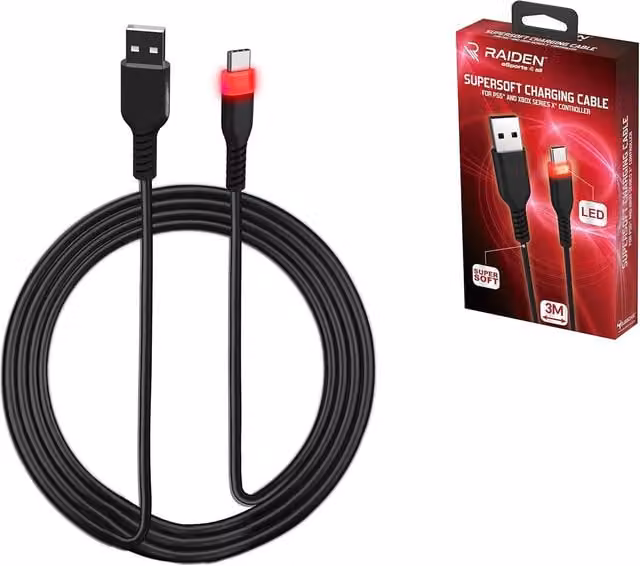 Raiden USB-C Charging and Data Transfer Cable for PS5, Black