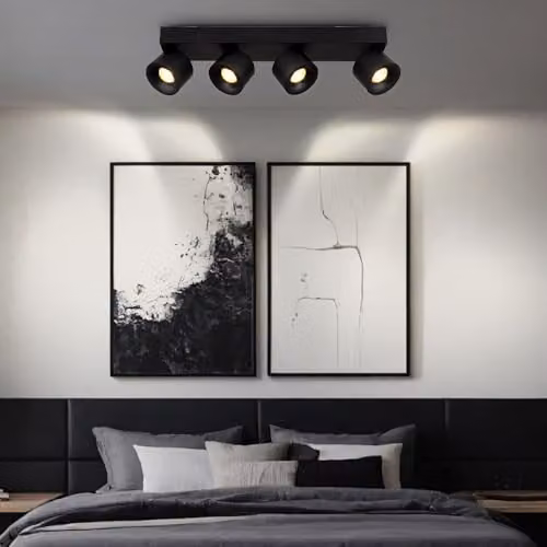 Globo Lighting Modern Black Aluminium LED Ceiling Spotlight Bar with 4 Adjustable Bulbs – 3