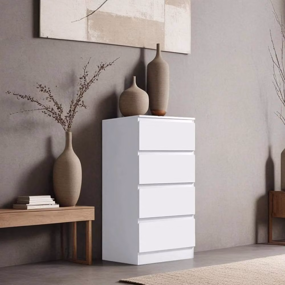 ERGOVEXA 4 Drawer Chest of Drawers in White Scandinavian Style Modern Bedroom Furniture – 3