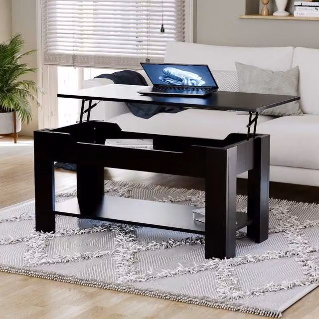 Vida Designs Modern Black Lift-Top Coffee Table