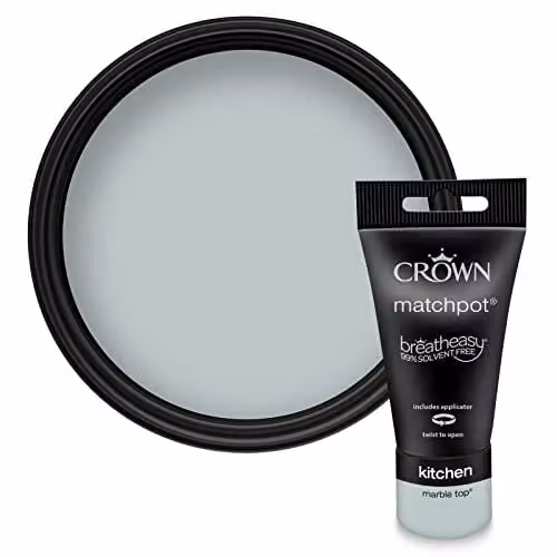Crown EASYCLEAN KITCHEN Matt Dispersion Paint Tester Pot, Mid Grey, 40ml