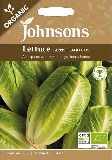 Johnsons Organic Parris Island Cos Lettuce Vegetable Seeds, Green
